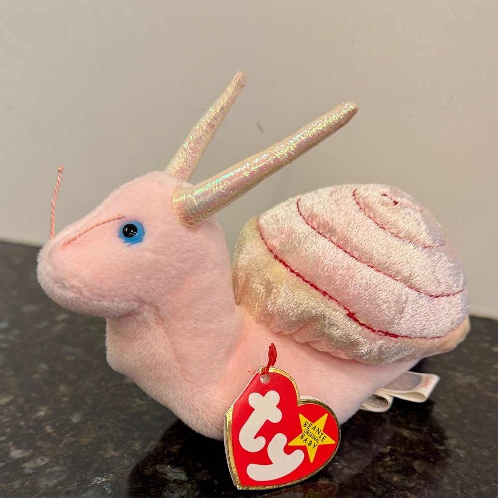 Ty Beanie Baby - Swirly The Pink Snail - Vintage Retired Collectible Plush (7”)